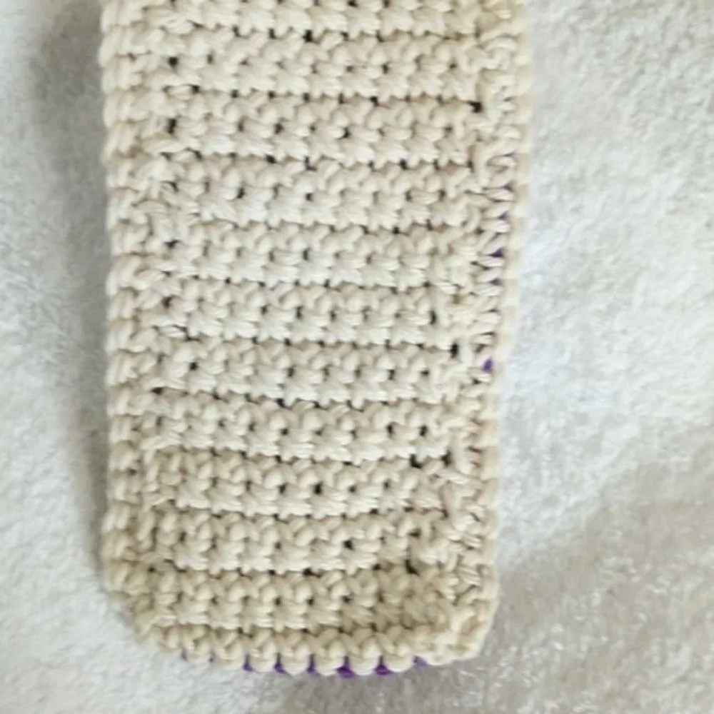 Hand Crafted Crochet Eye Glass Case Orange Hand Painted Resin Button Essential